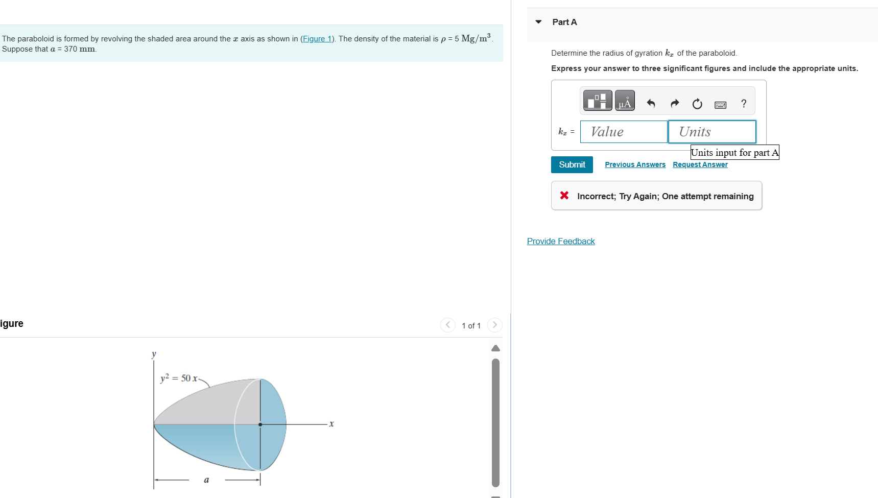 The paraboloid is formed by revolving the shaded