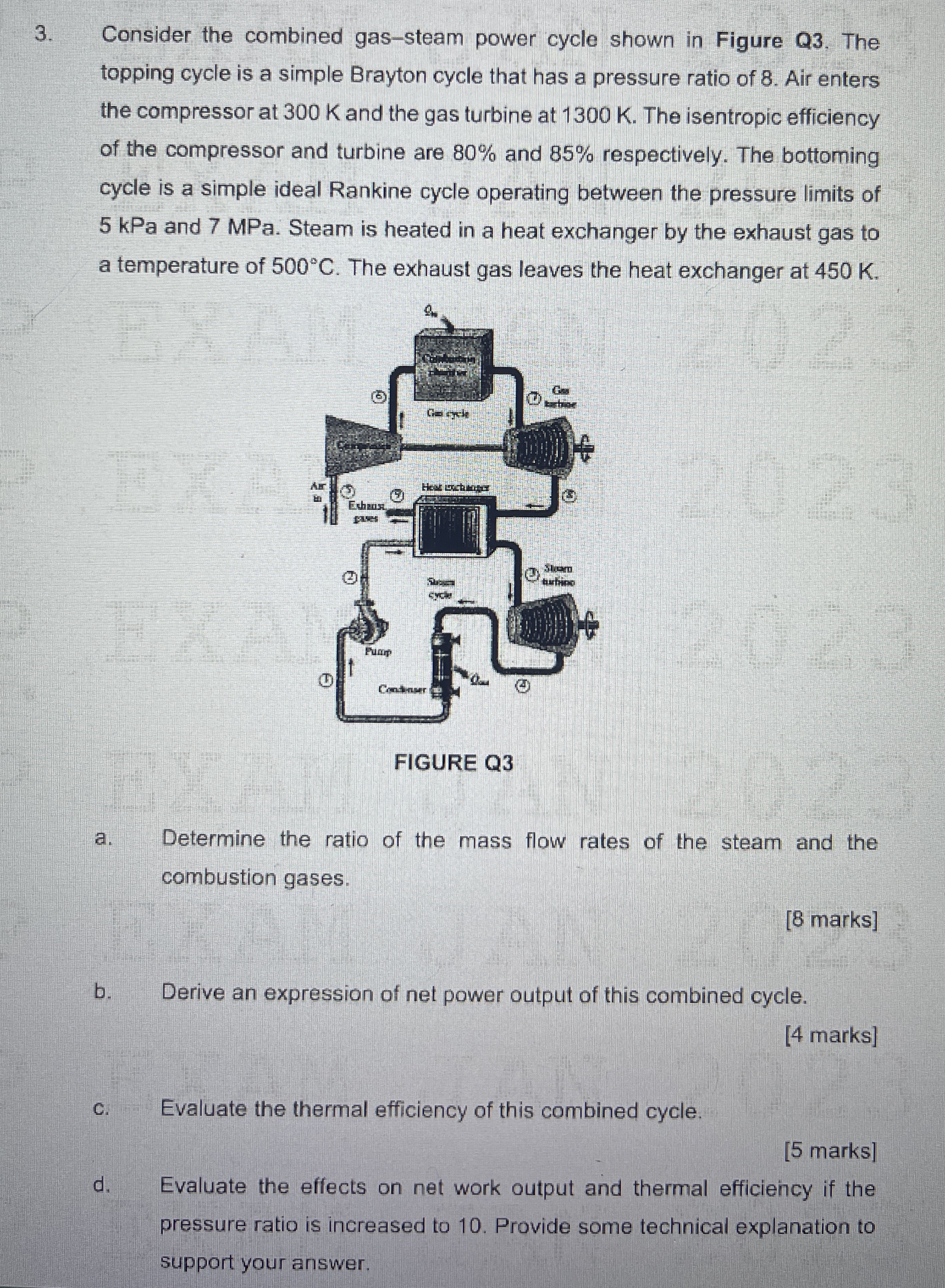 Consider the combined gas - steam power cycle