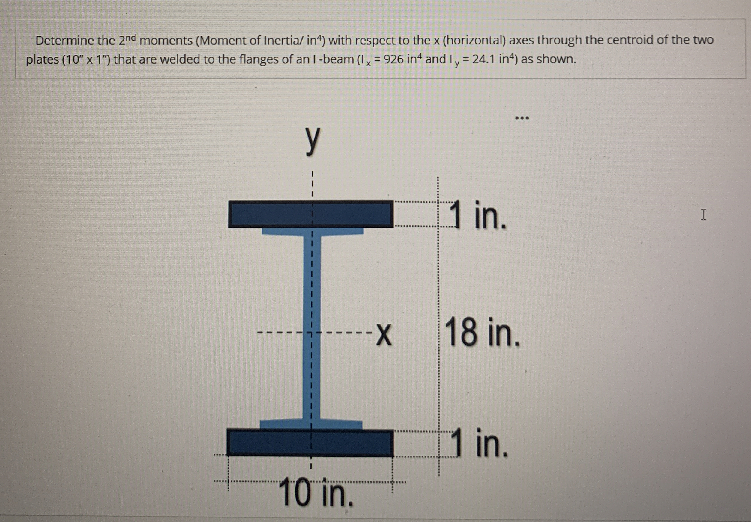 Determine the 2 nd moments ( Moment of Inertia /
