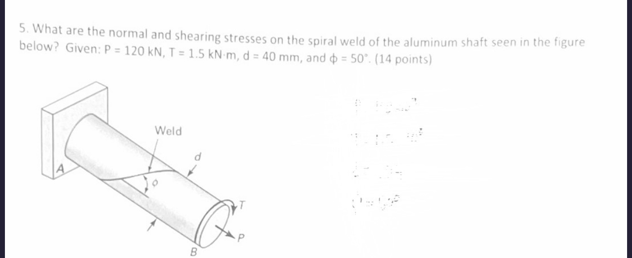 What are the normal and shearing stresses on the