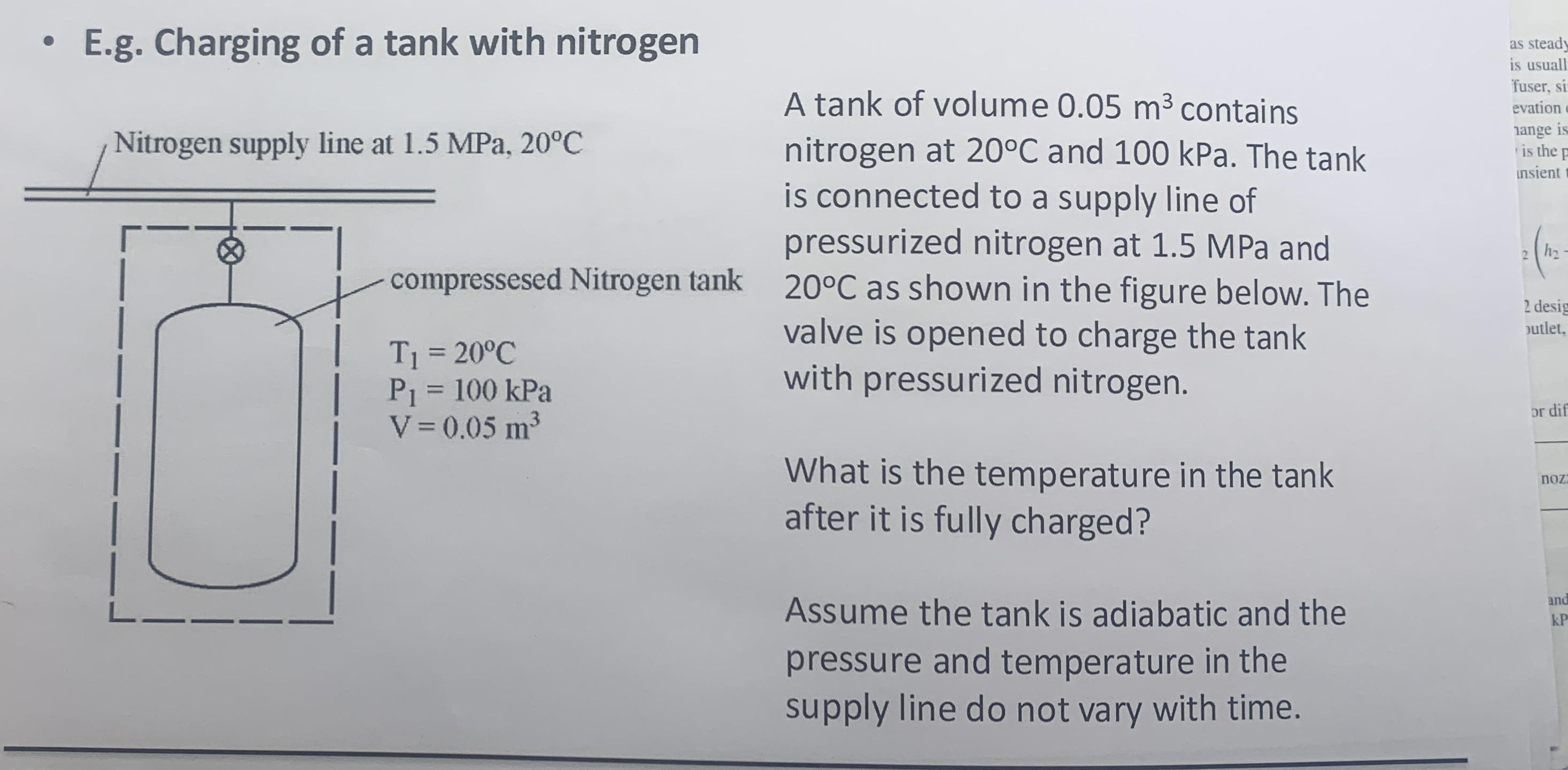 E . g . Charging of a tank with nitrogen ,
