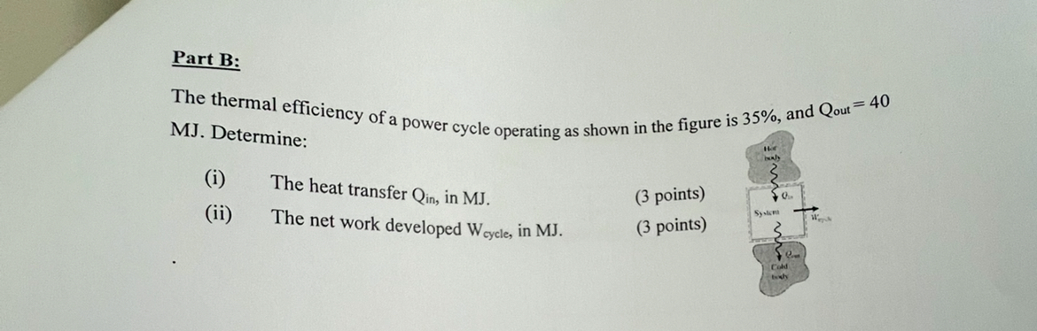 Part B: MJ . Determine: ( i ) The heat transfer Q