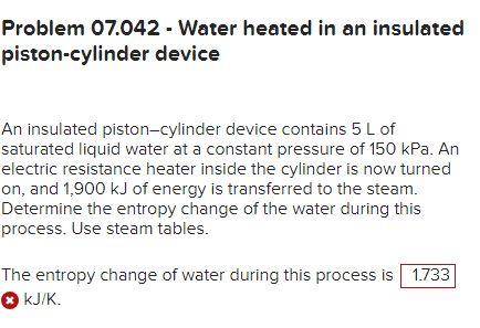 Problem 0 7 . 0 4 2 - Water heated in an