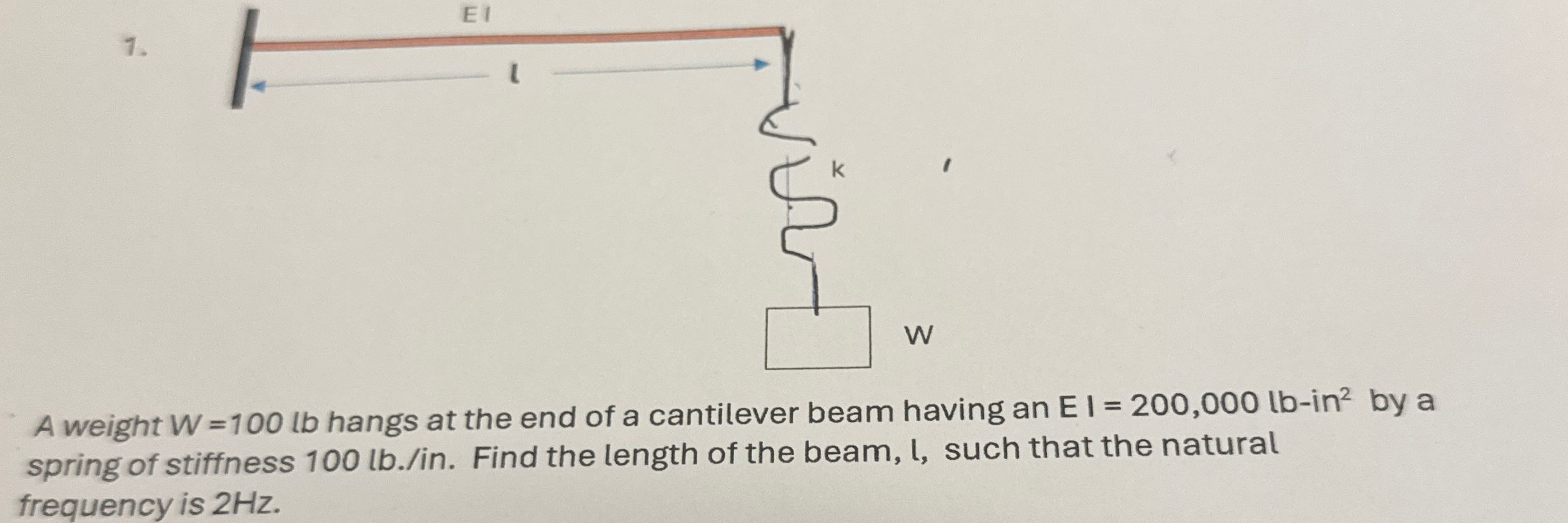 A weight W = 1 0 0 l b hangs at the end of a