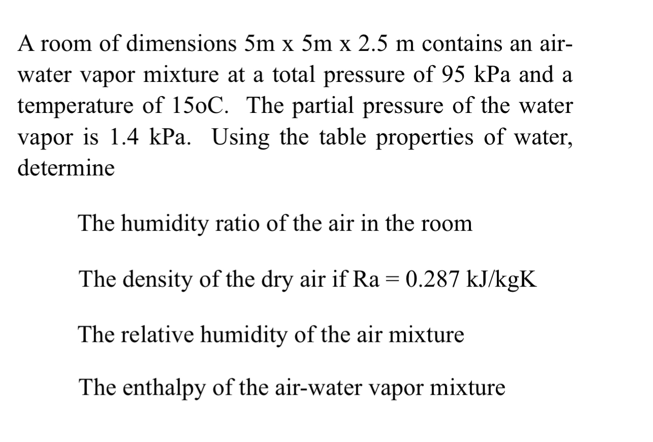 A room of dimensions 5 m 5 m 2 . 5 m contains an