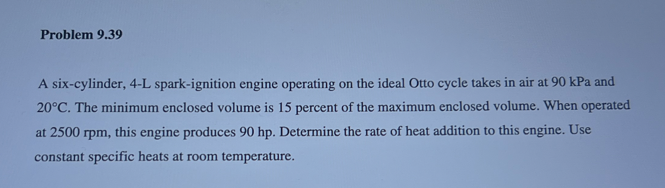Problem 9 . 3 9 A six - cylinder, 4 - L spark -