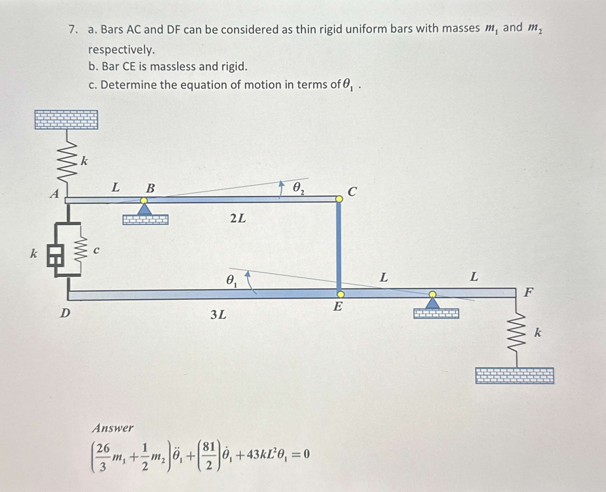 a . Bars AC and DF can be considered as thin