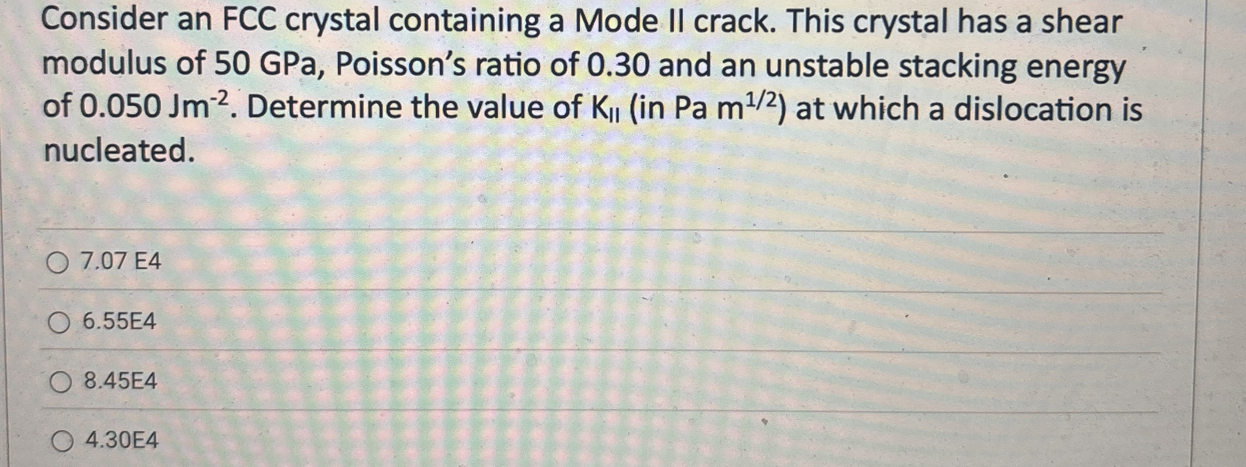 Consider an FCC crystal containing a Mode II