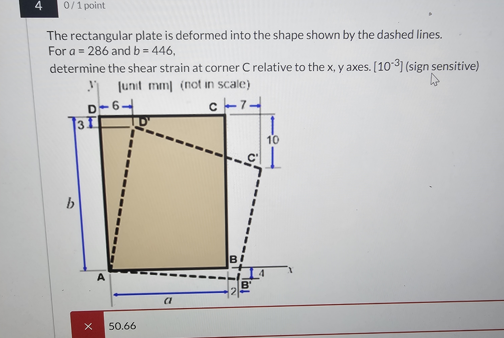 4 0 1 point The rectangular plate is deformed