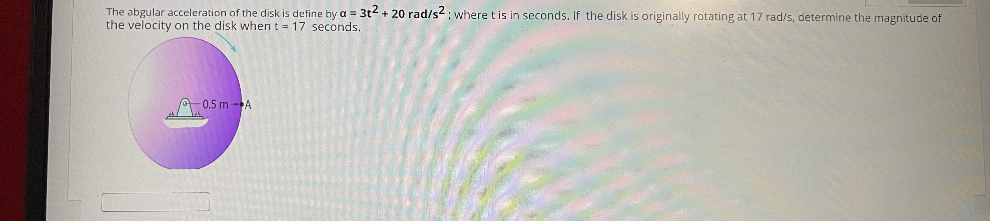 The abgular acceleration of the disk is define by