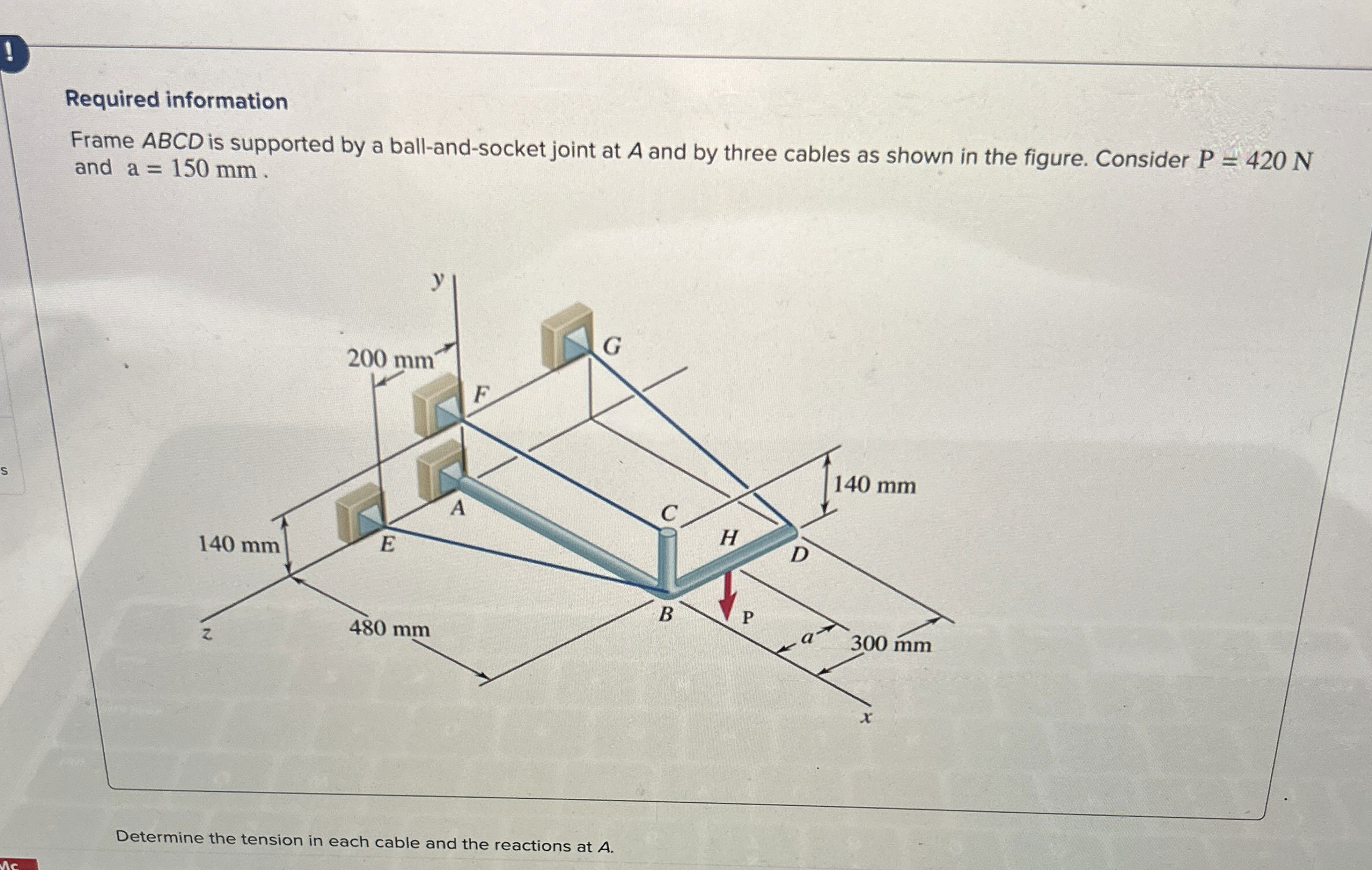 Required information Frame ABCD is supported by a