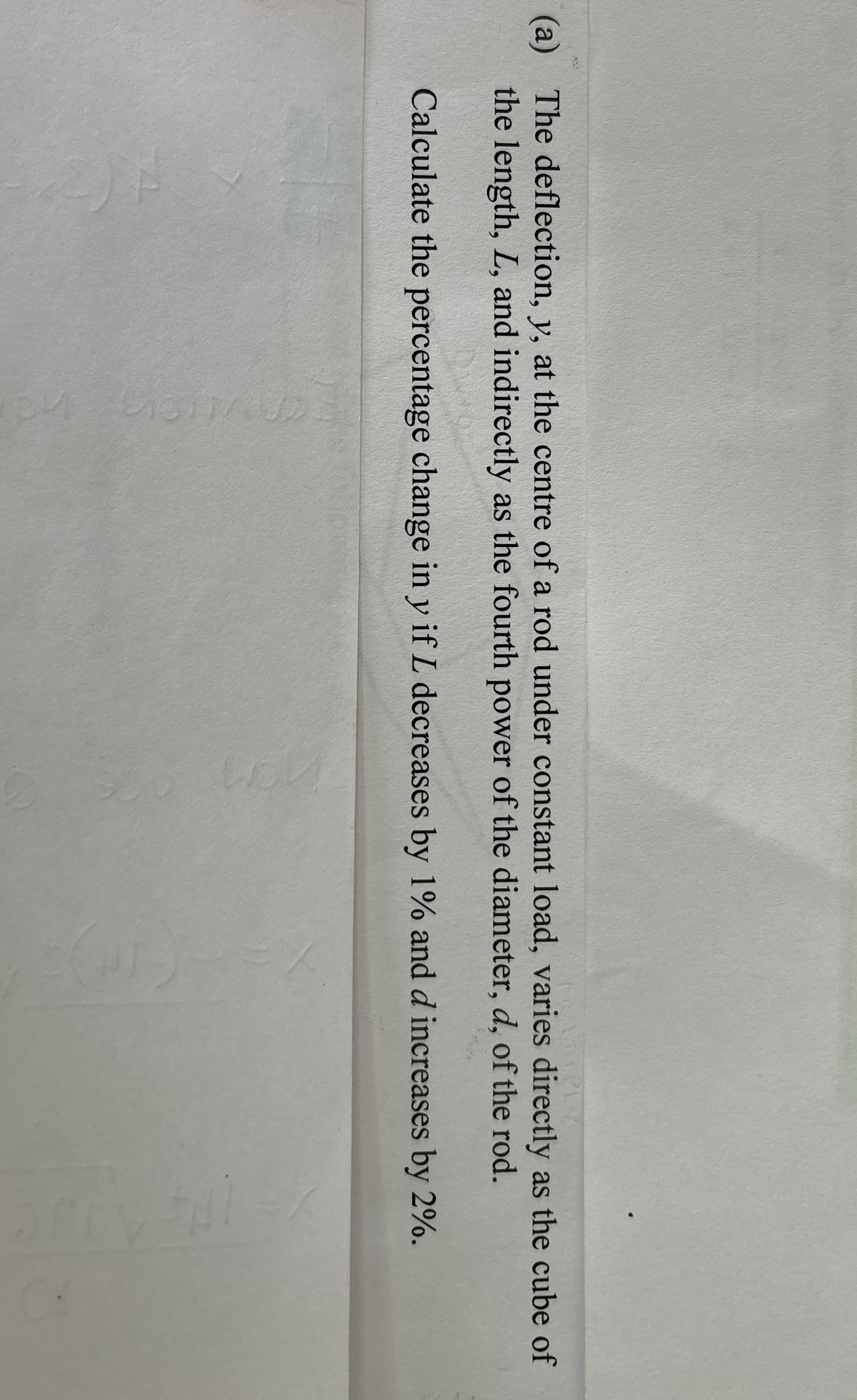 ( a ) The deflection, y , at the centre of a rod
