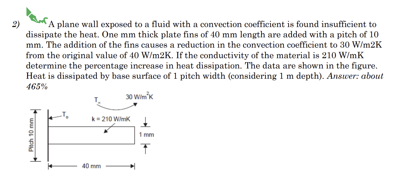 2 ) A plane wall exposed to a fluid with a