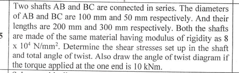 Two shafts AB and BC are connected in series. The