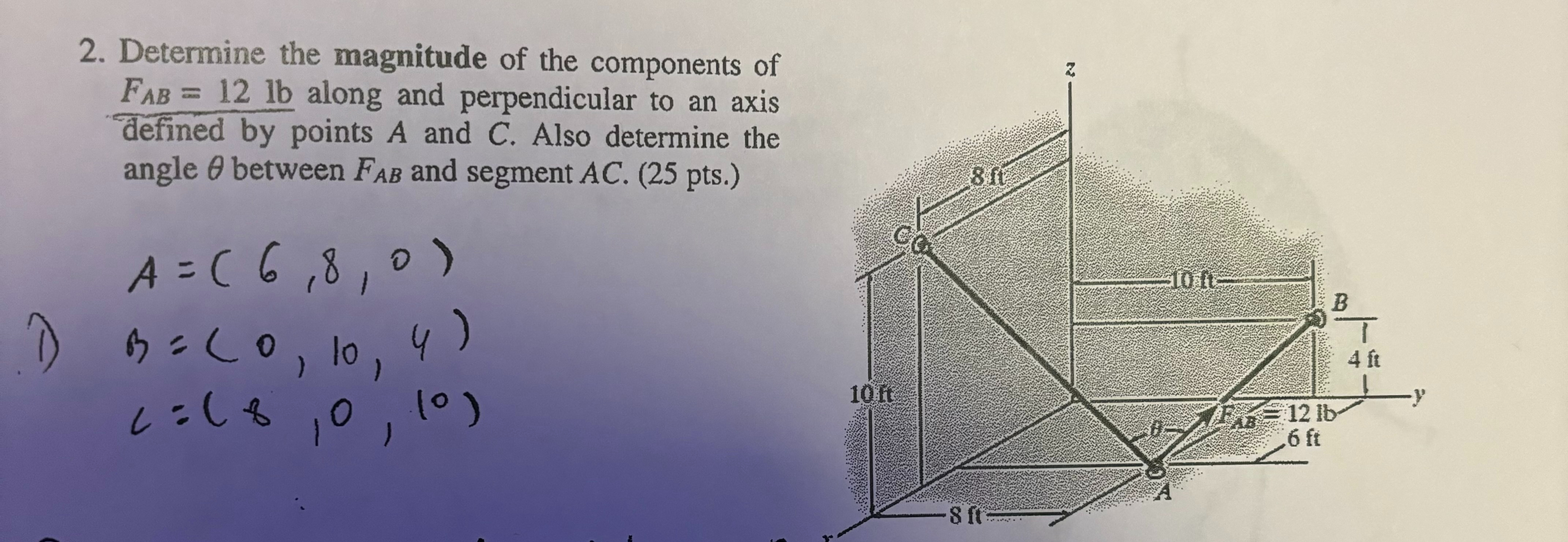 Determine the magnitude of the components of F A