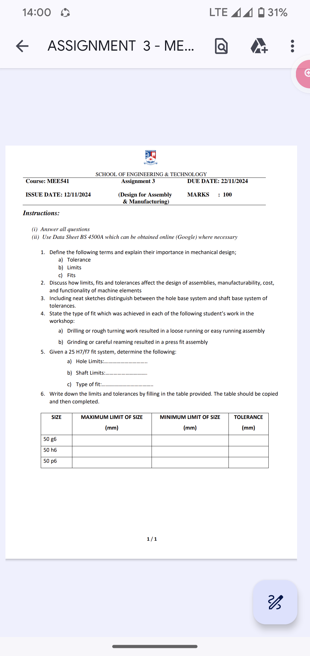 ( ii ) Use Data Sheet BS 4 5 0 0 A which can be