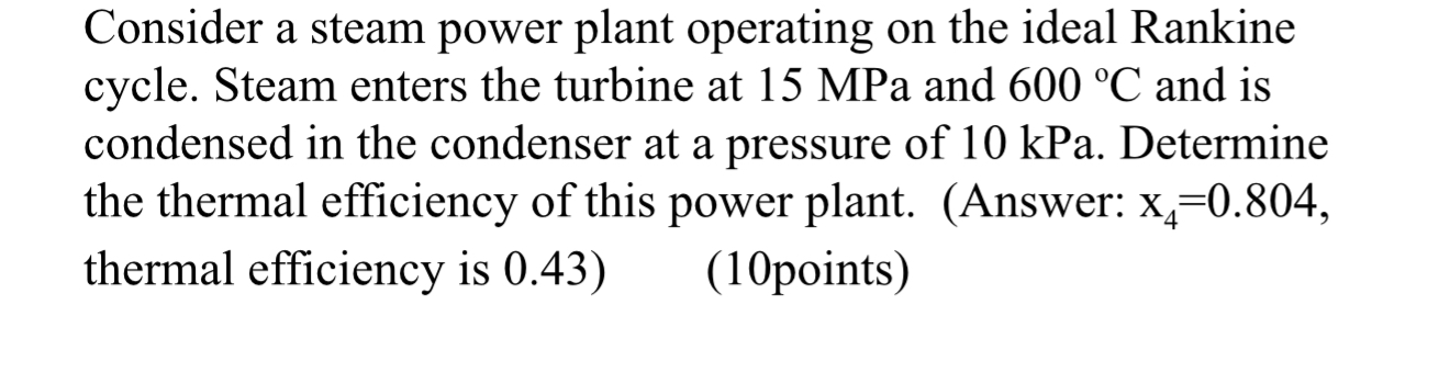 Consider a steam power plant operating on the
