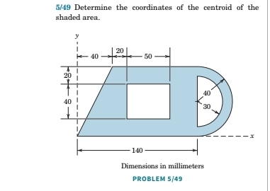5 / 4 9 Determine the coordinates of the centroid
