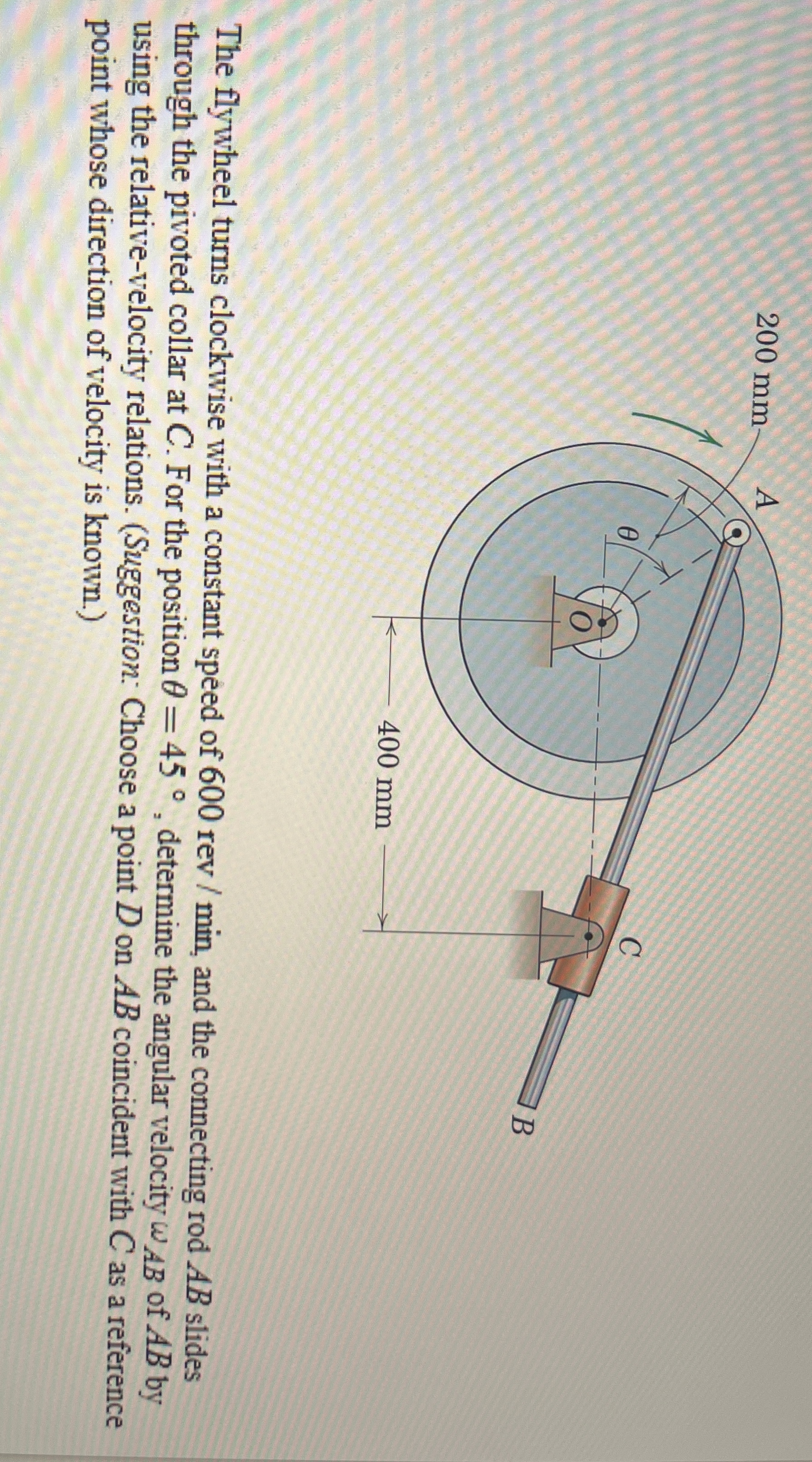 The flywheel turns clockwise with a constant