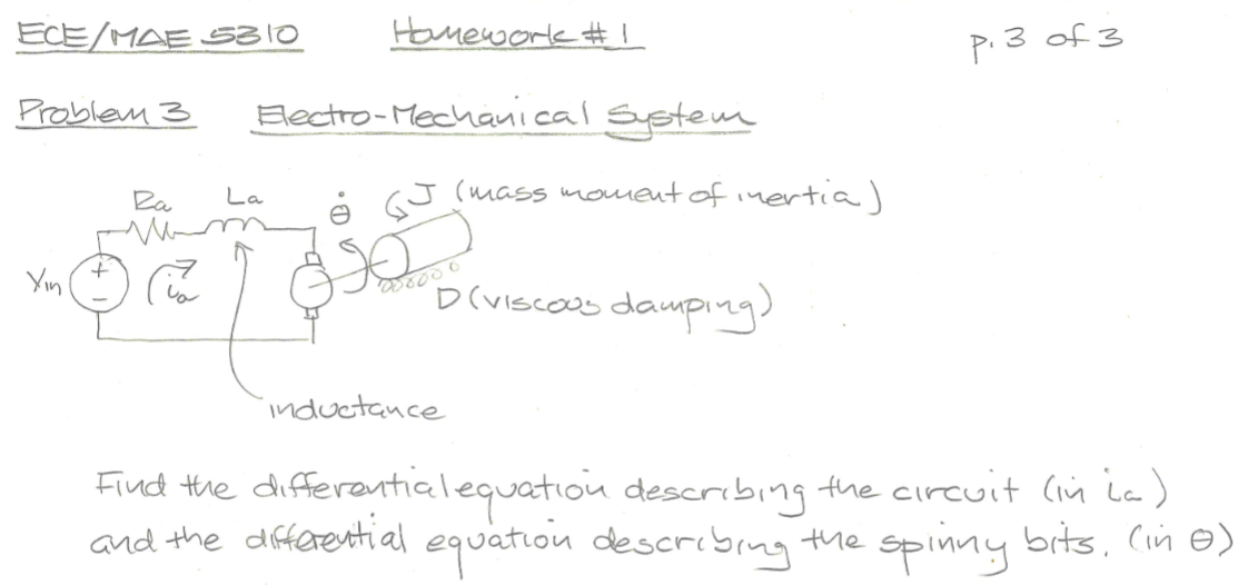 Problem 3 Electro - Mechanical System rass moment