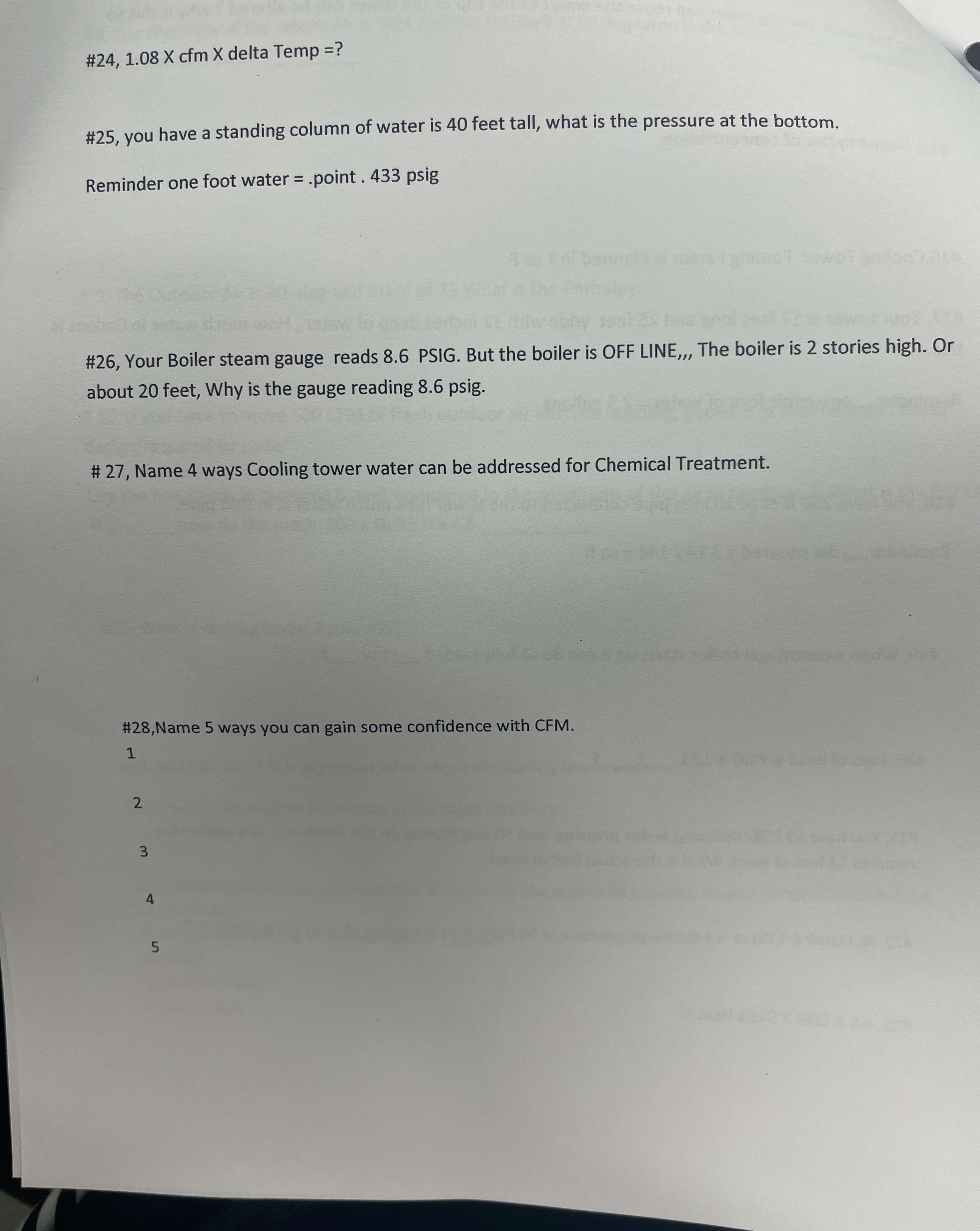 # 2 4 , 1 . 0 8 c f m delta Temp = ? # 2 5 , you