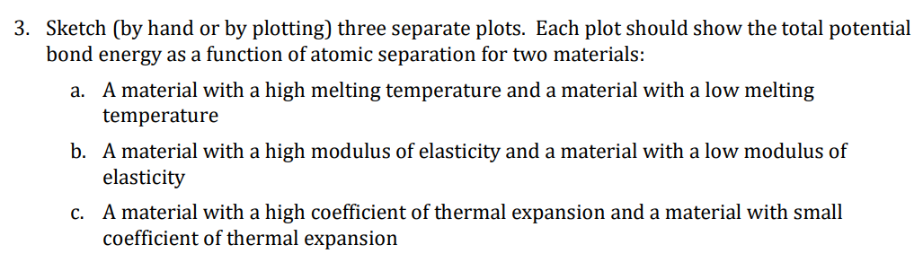 Sketch ( by hand or by plotting ) three separate