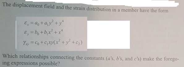 The displacement field and the strain