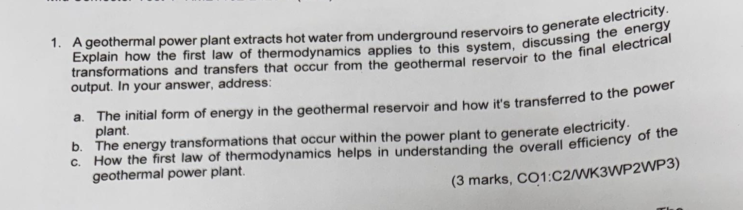 A geothermal power plant extracts hot water from