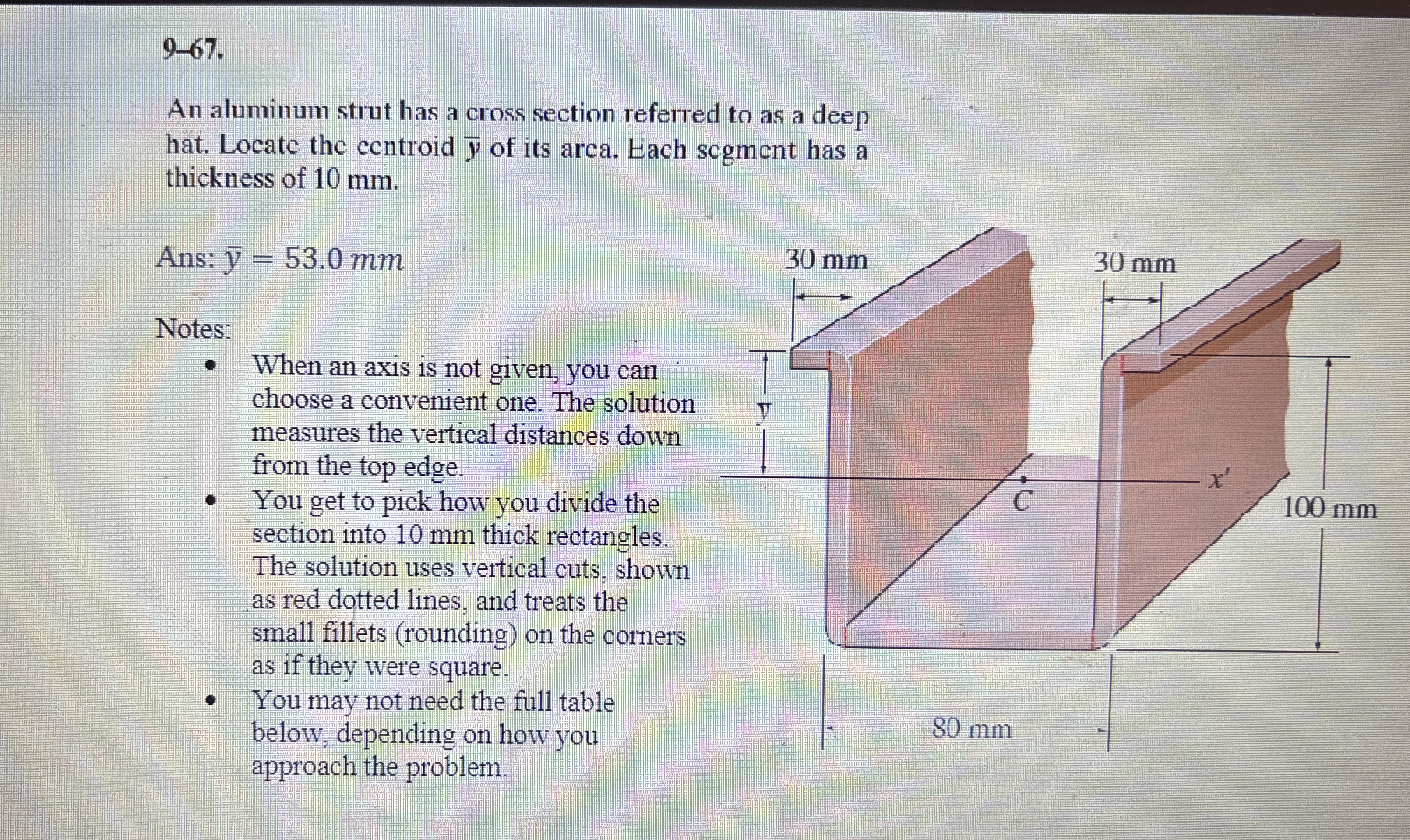 9 - 6 7 . An aluminum strut has a cross section