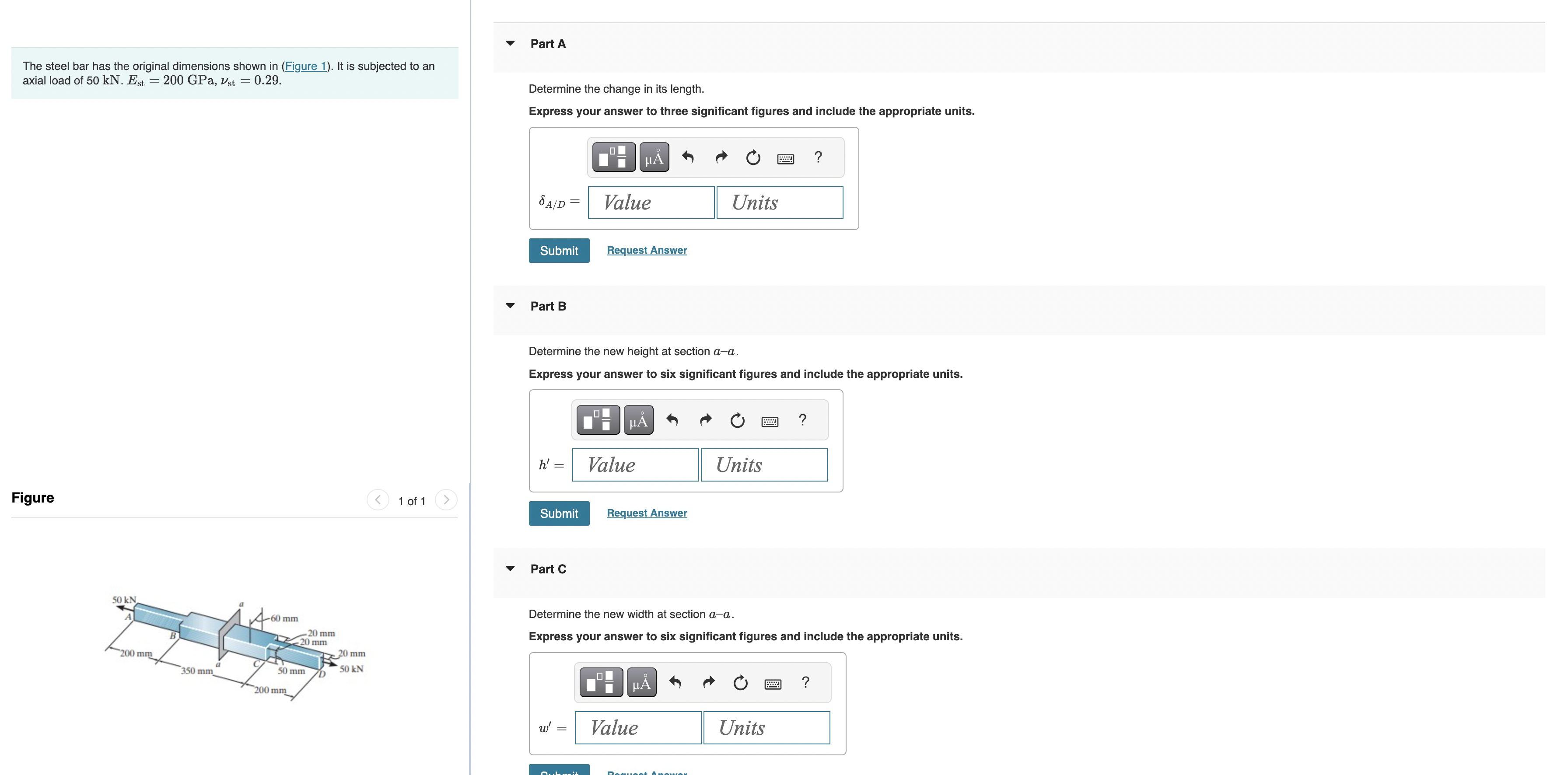 The steel bar has the original dimensions shown