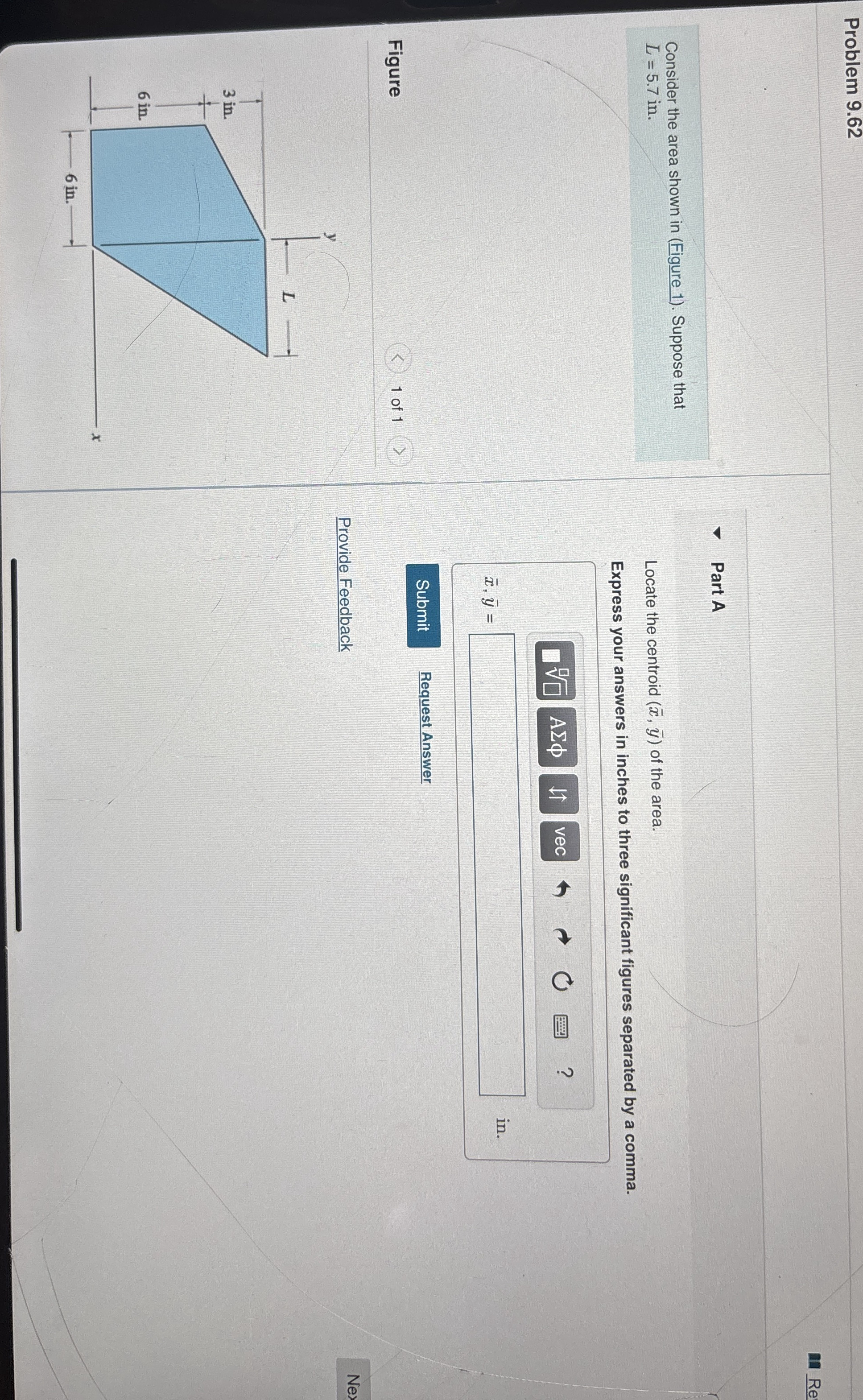 Problem 9 . 6 2 Consider the area shown in (