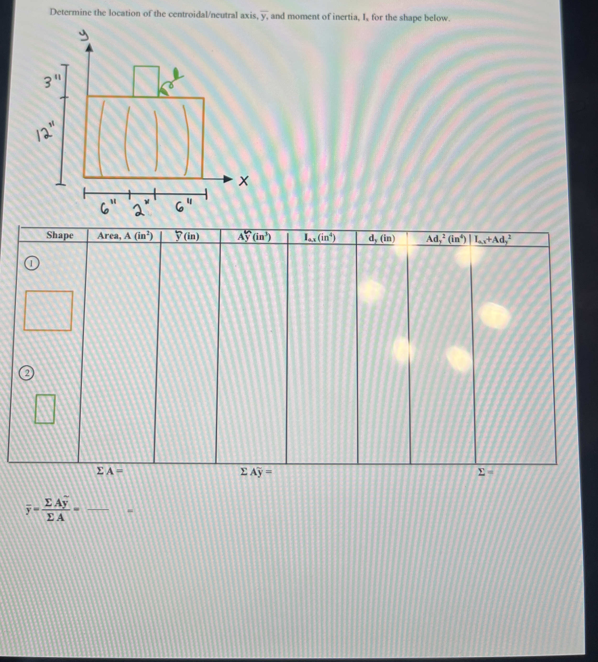 Determine the location of the centroidal /