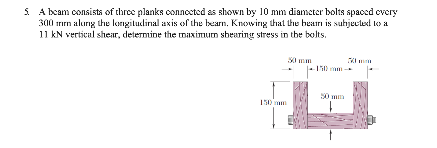 5 . A beam consists of three planks connected as