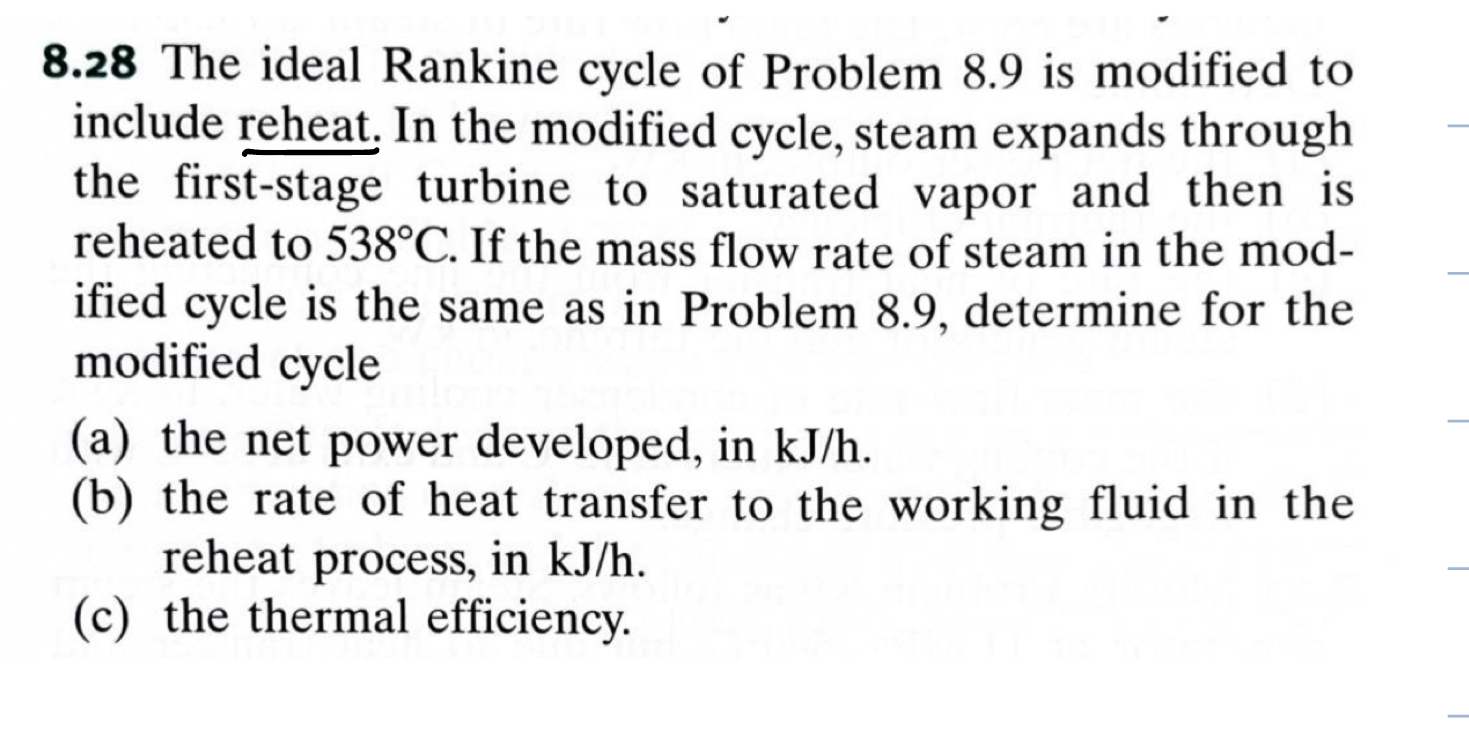 8 . 2 8 The ideal Rankine cycle of Problem 8 . 9