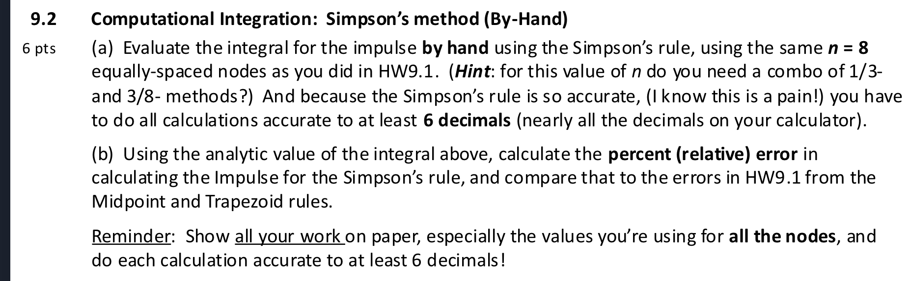 9 . 2 Computational Integration: Simpson's method