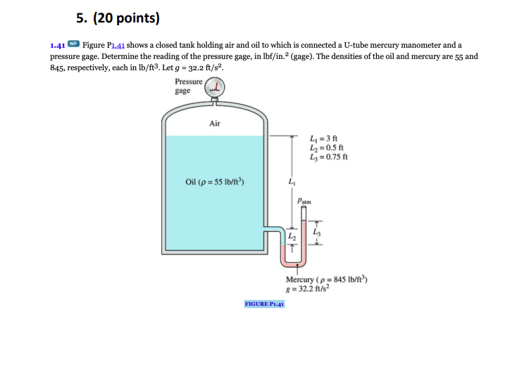 ( 2 0 points ) 1 . 4 1 Figure Pl . 4 1 shows a