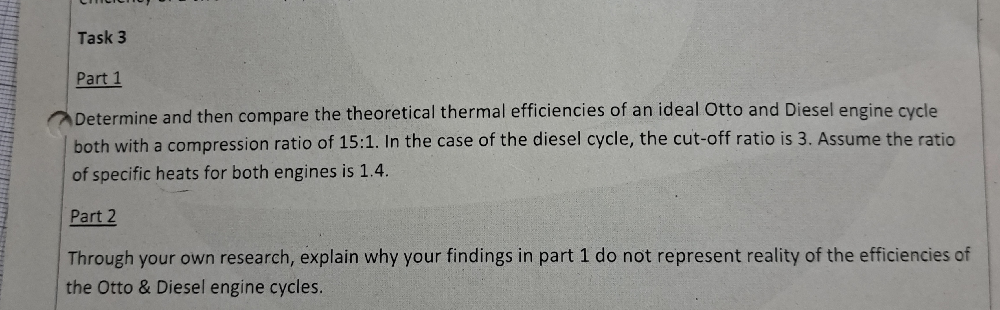 Task 3 Part 1 Determine and then compare the