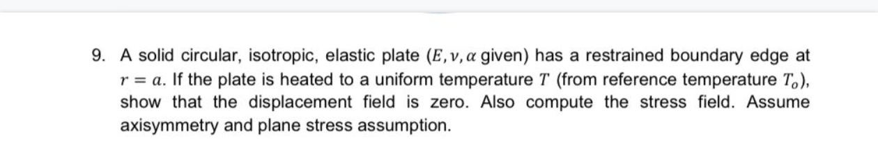 A solid circular, isotropic, elastic plate ( E ,