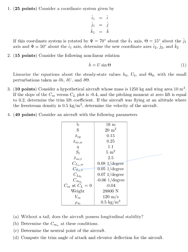 ( 2 5 points ) Consider a coordinate system given