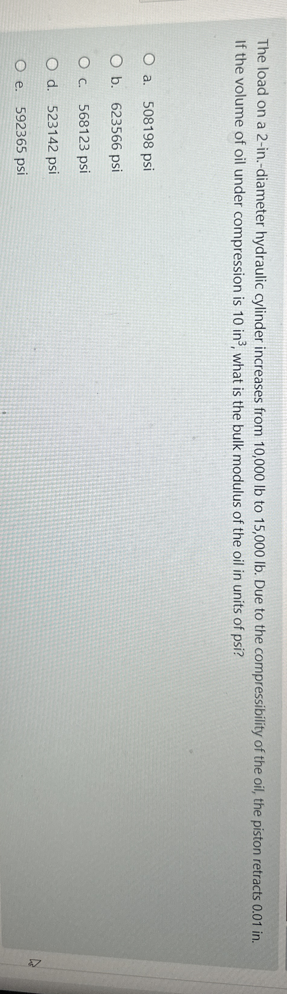 The load on a 2 - in . - diameter hydraulic