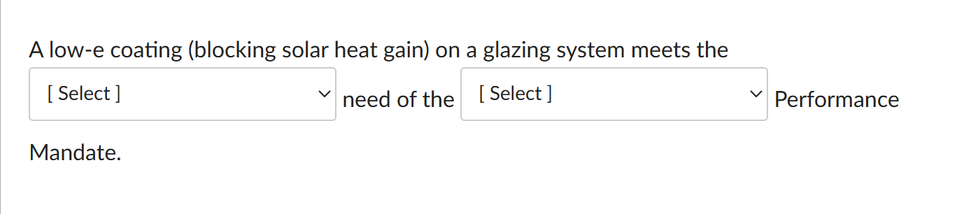 A low - e coating ( blocking solar heat gain ) on