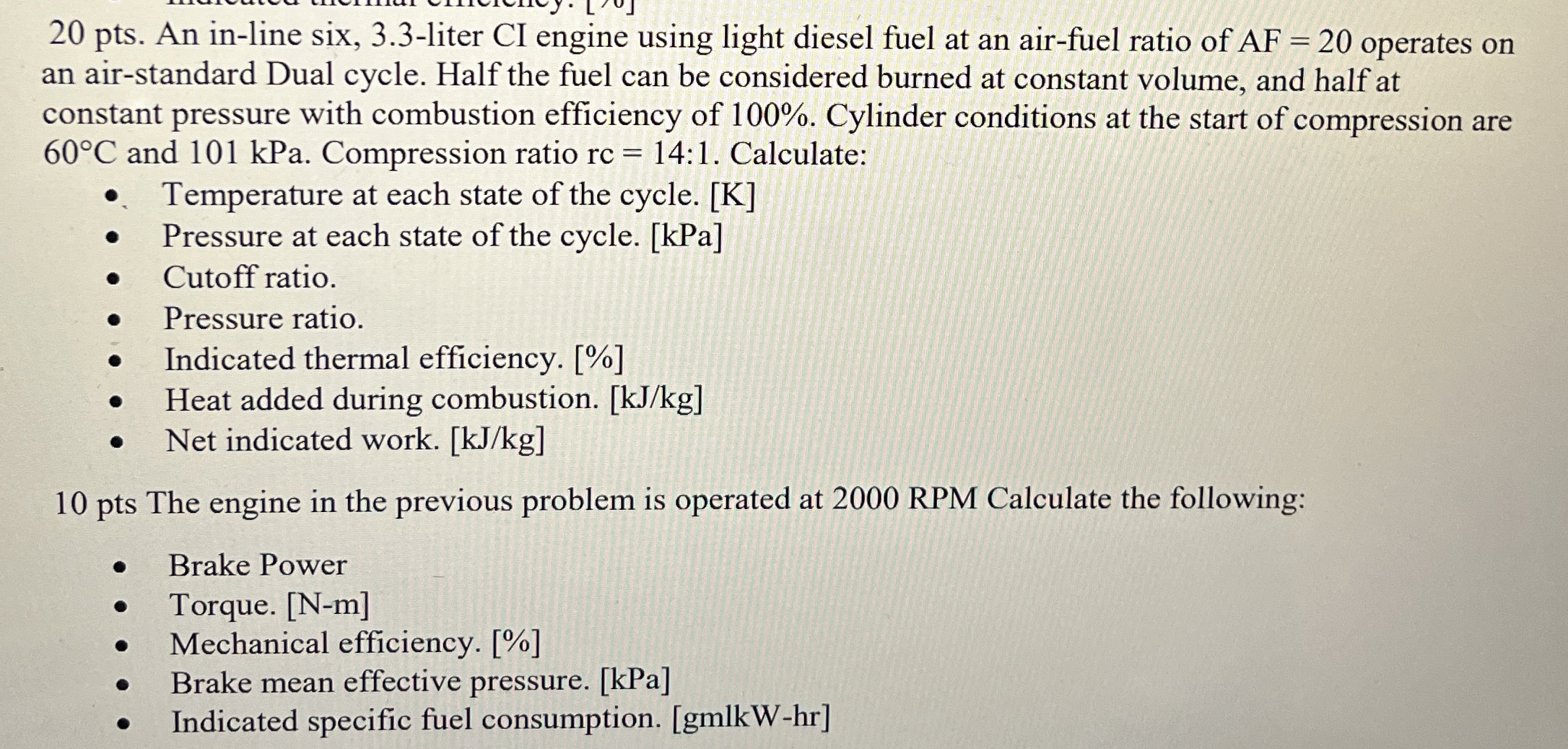 2 0 pts . An in - line six, 3 . 3 - liter CI