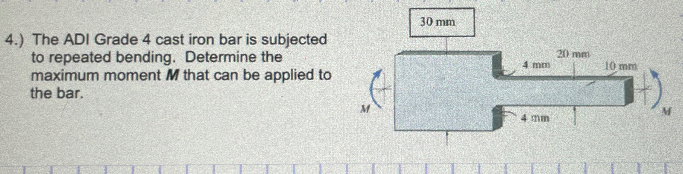 4 . ) The ADI Grade 4 cast iron bar is subjected
