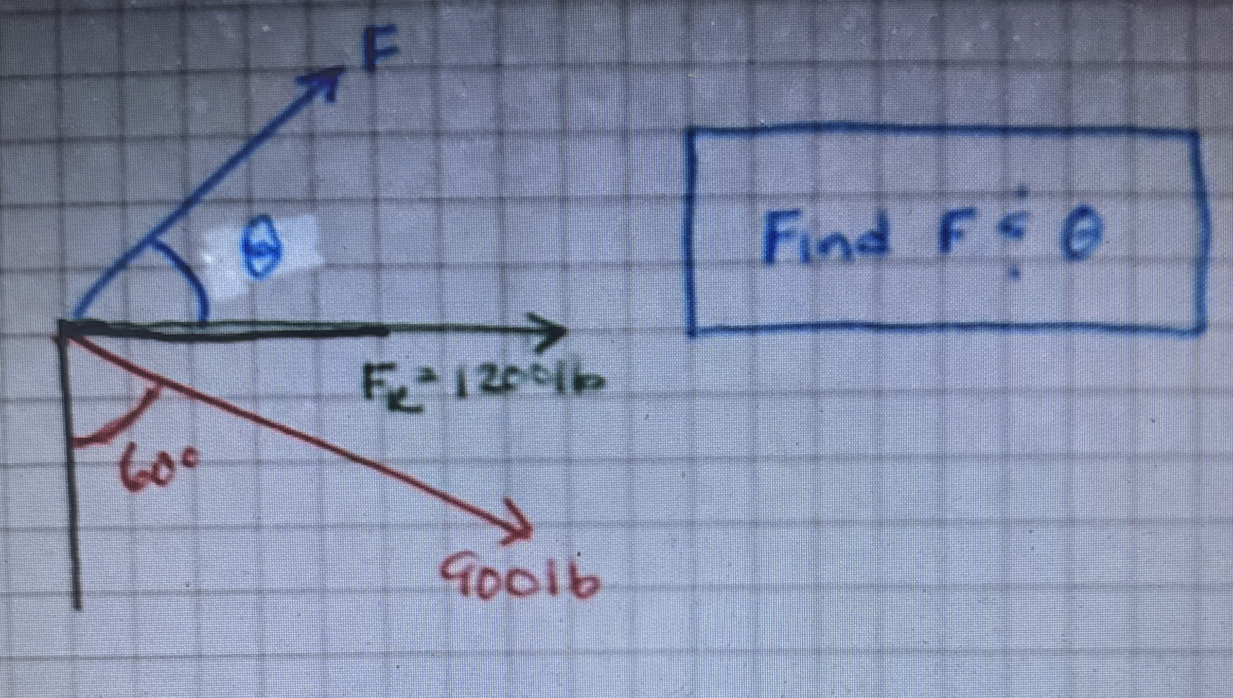 Find F & . Fr = 1 2 0 0 lb .