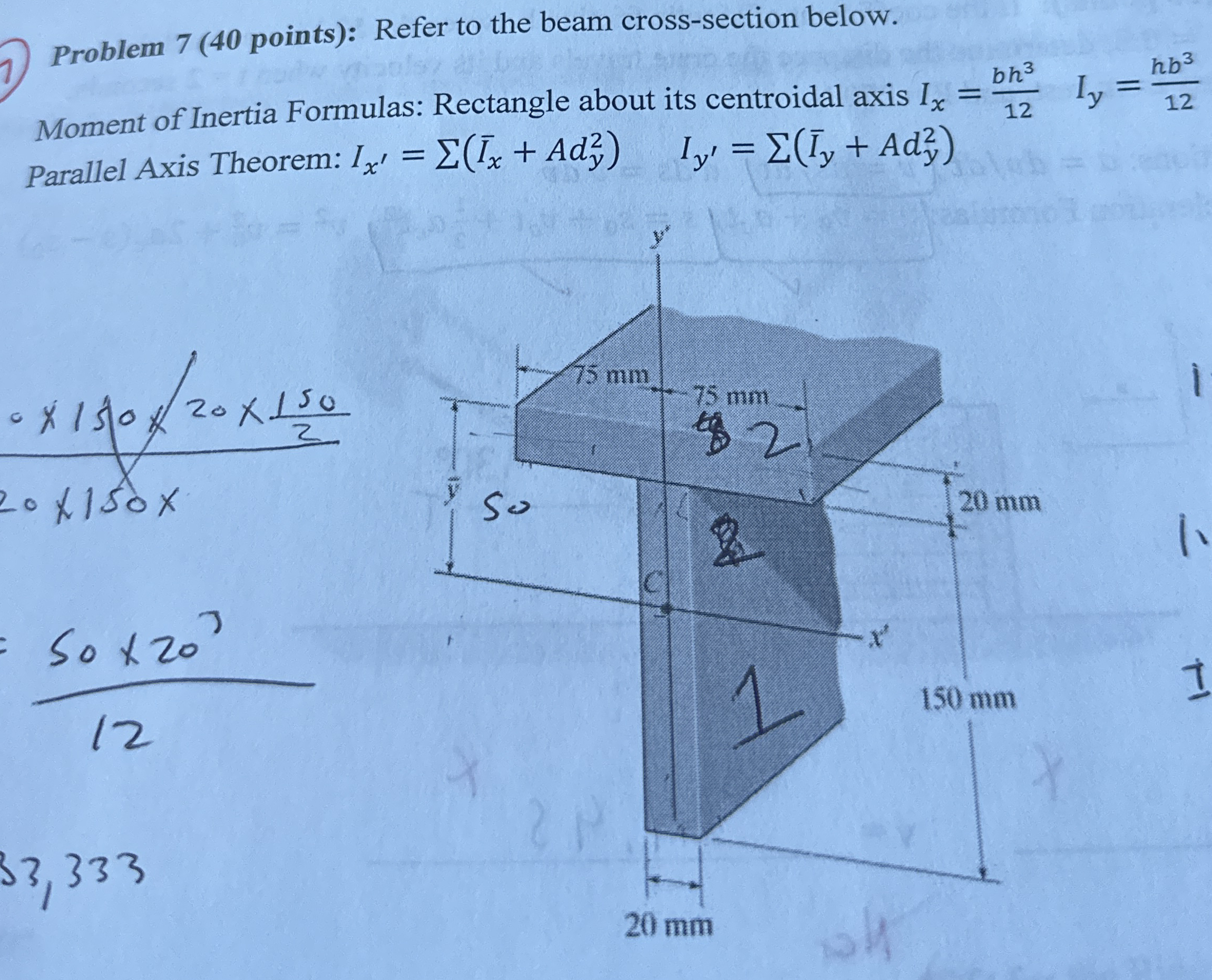 Problem 7 ( 4 0 points ) : Refer to the beam
