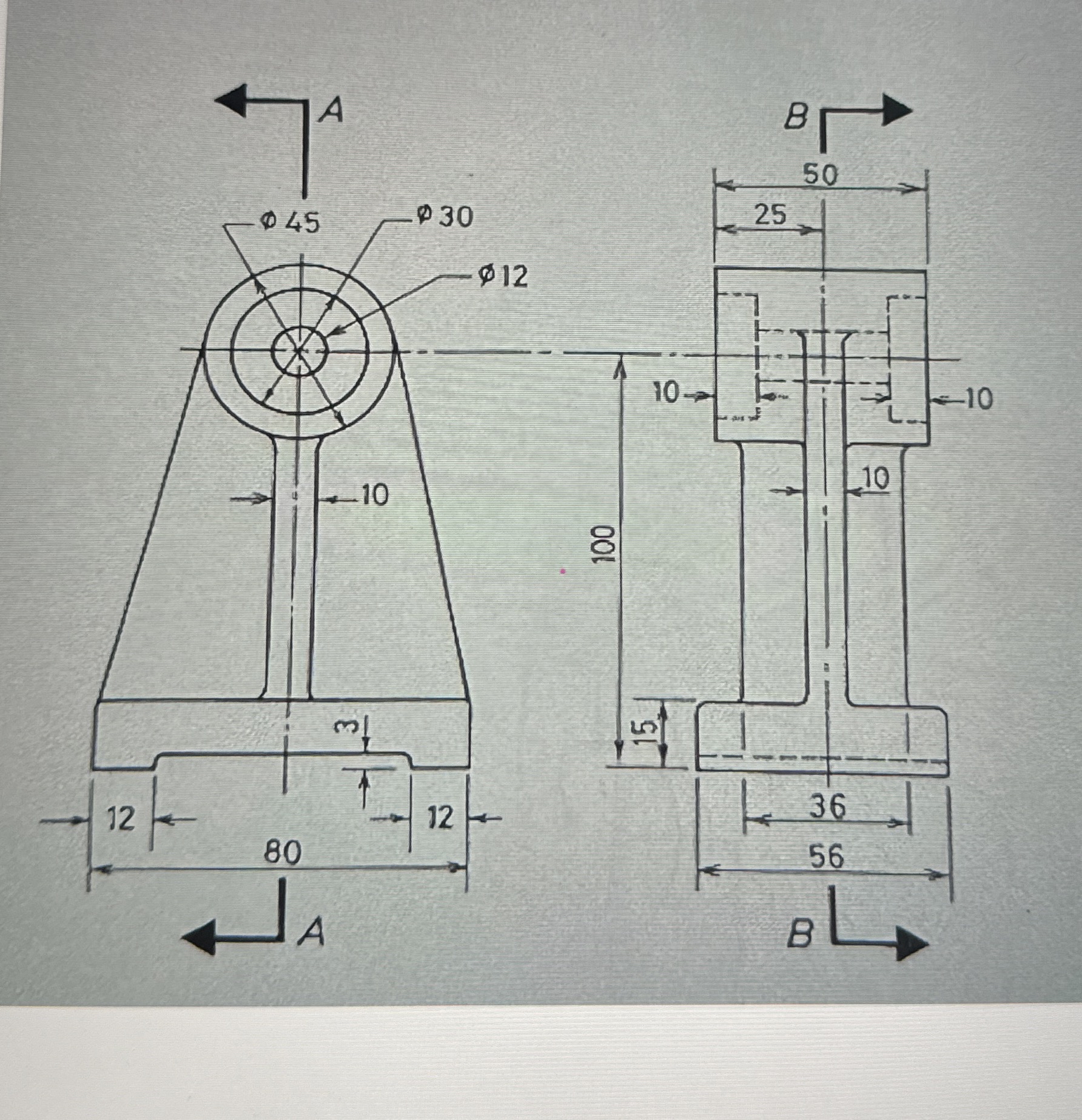 can u shade the hatched areas for the sectional