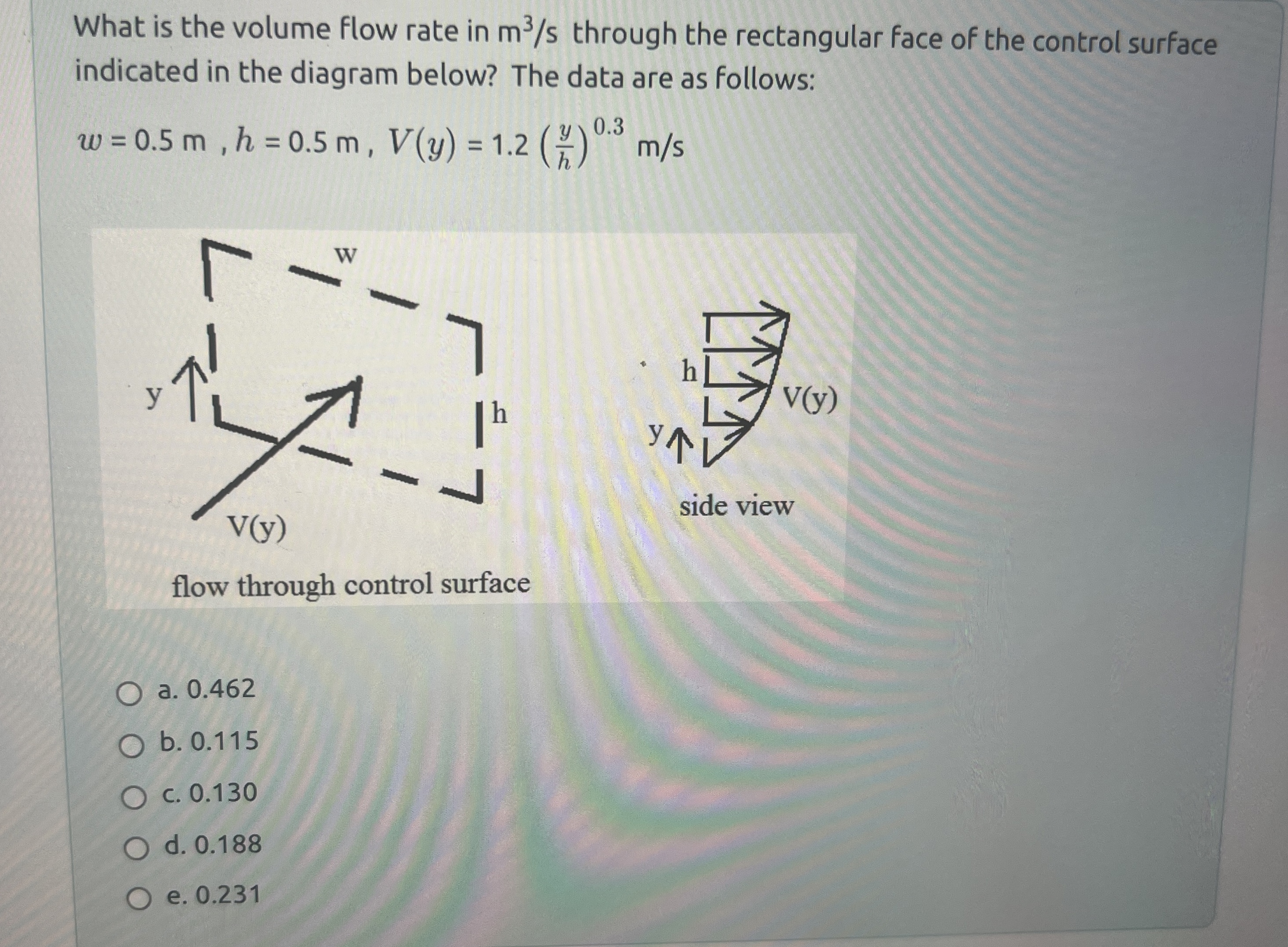 What is the volume flow rate in m 3 s through the