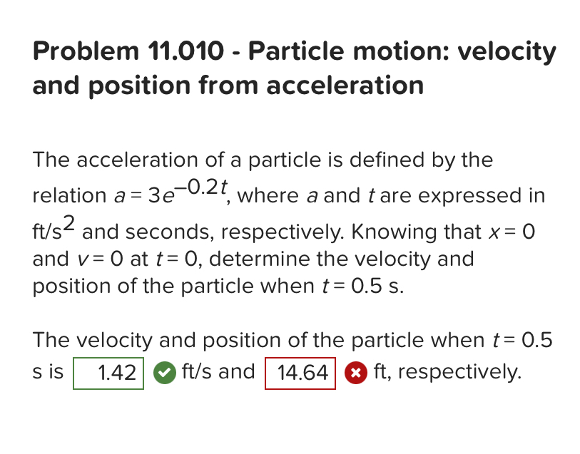 Problem 1 1 . 0 1 0 - Particle motion: velocity