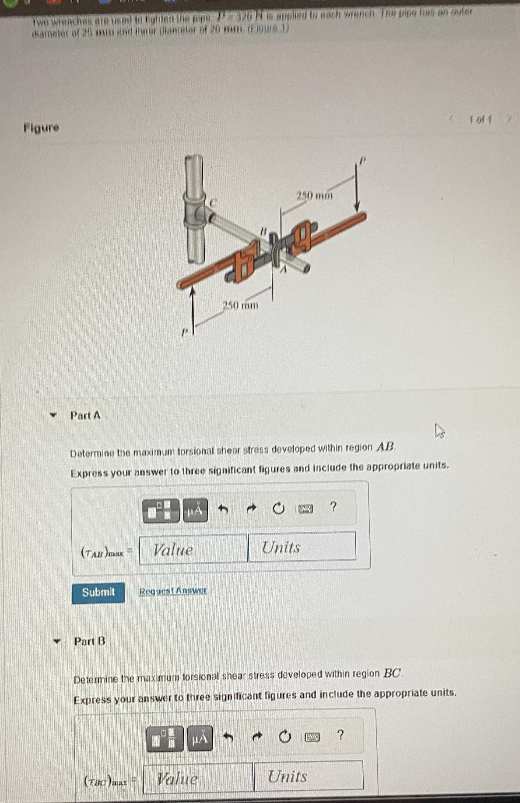 Flgure Part A Determine the maximum torsional