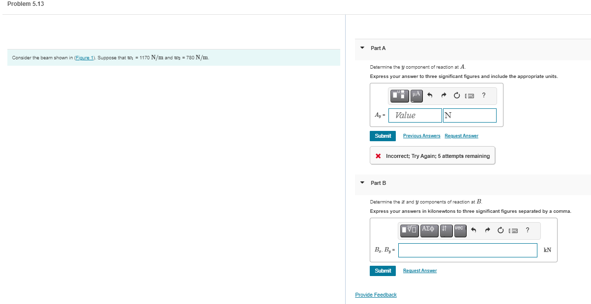 Problem 5 . 1 3 Consider the beam shown in (